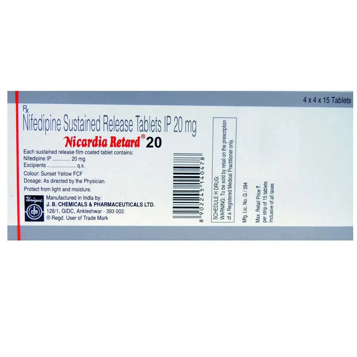 NICARDIA RET 20