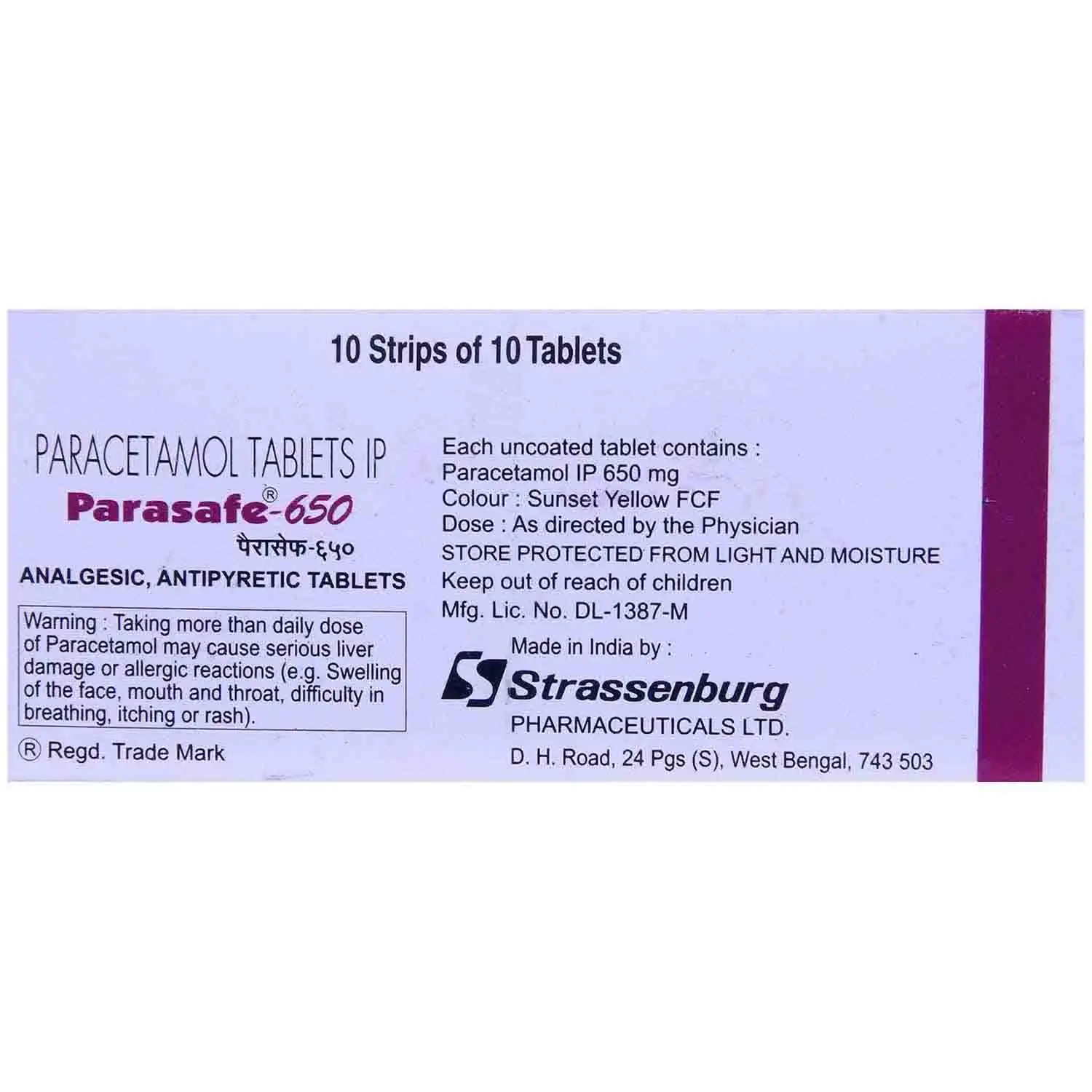 PARASAFE 650 MG TAB